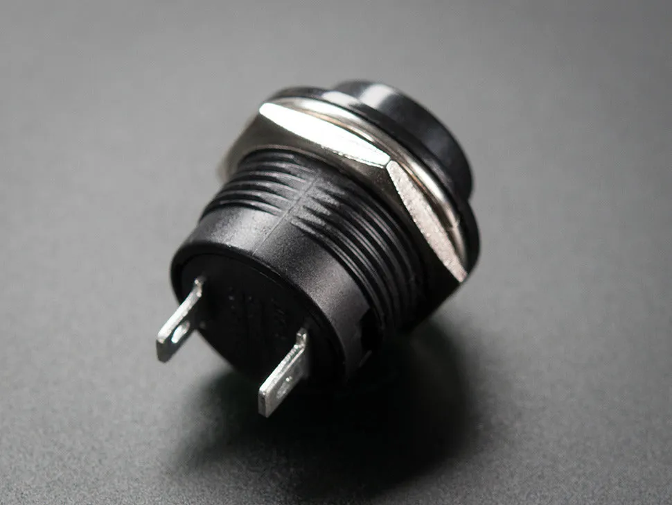 16mm Panel Mount Momentary Pushbutton -  Black
