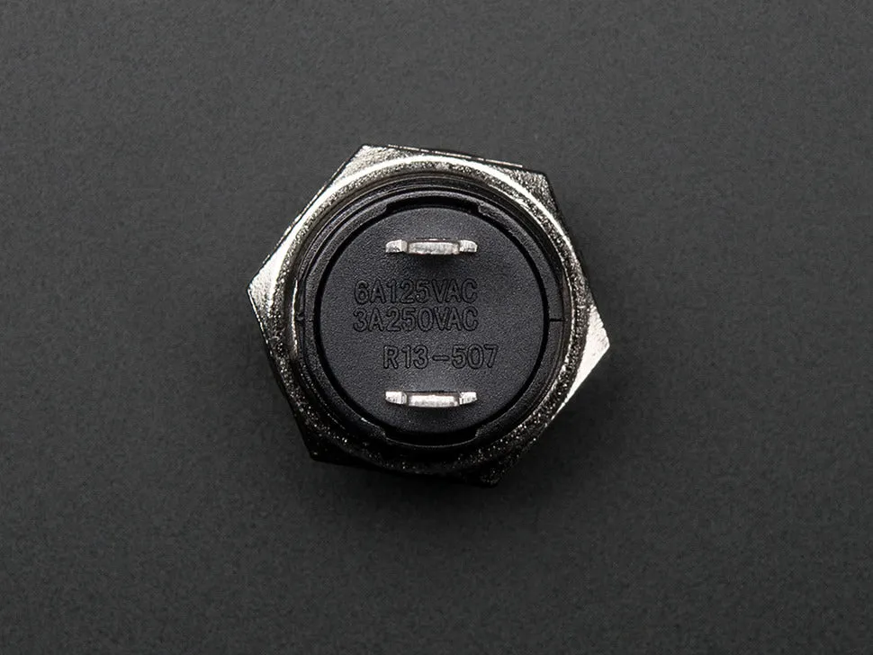 16mm Panel Mount Momentary Pushbutton -  Black