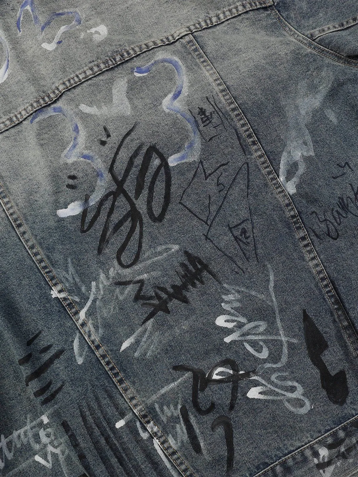 Aelfric Eden Graffiti Washed Denim Jacket