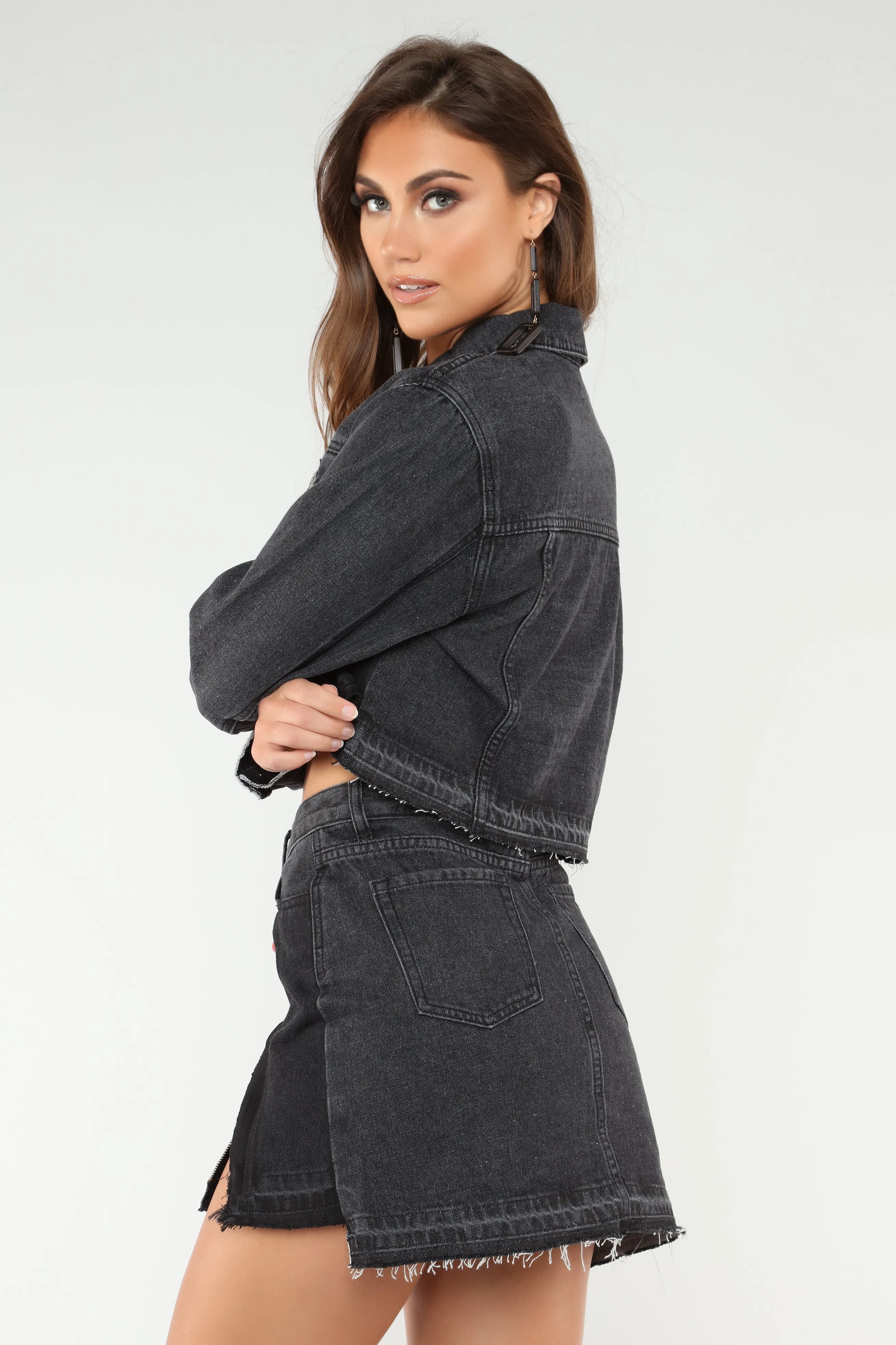 Always Late Denim Jacket - Black