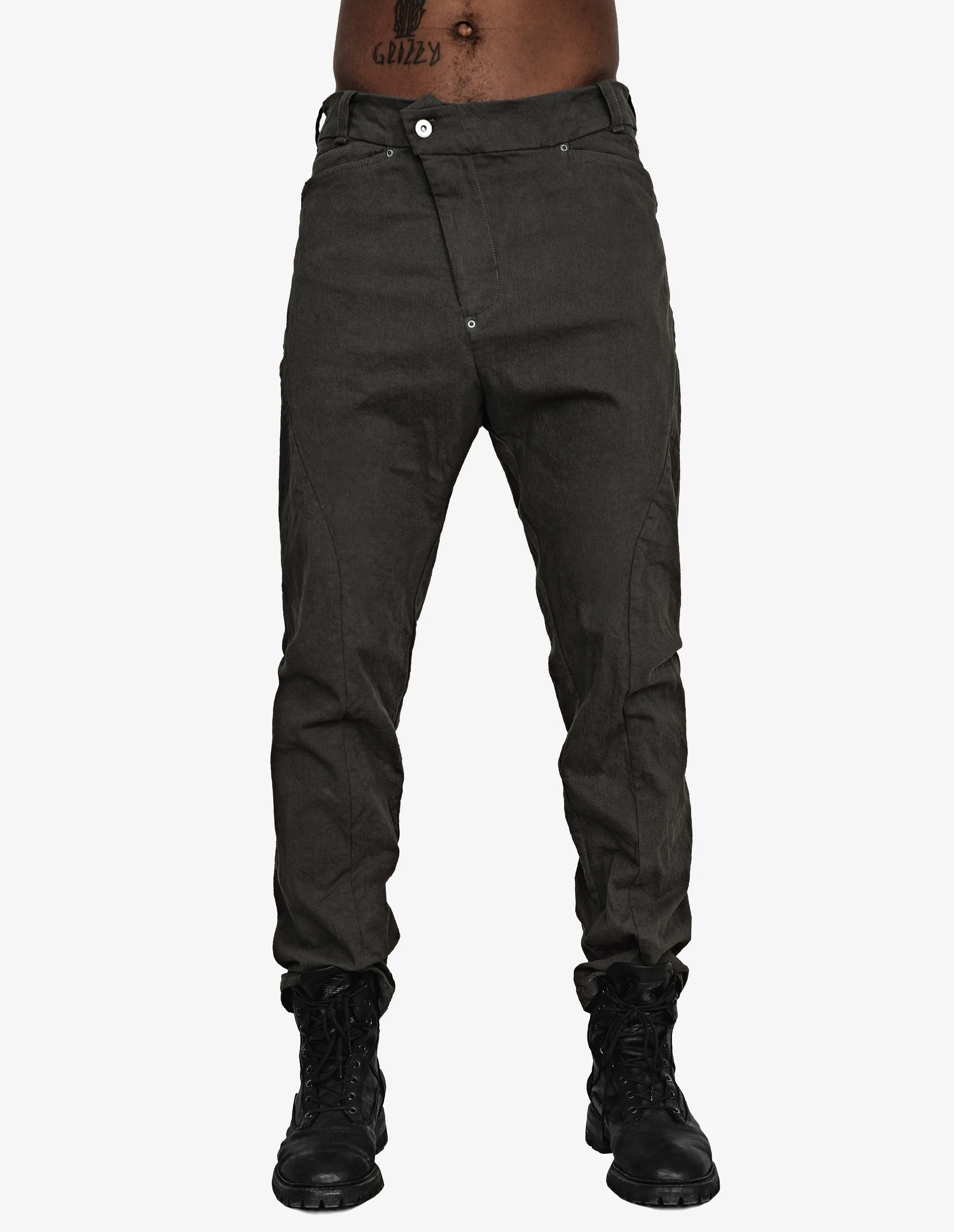 Asymmetric Zip Denim Pants