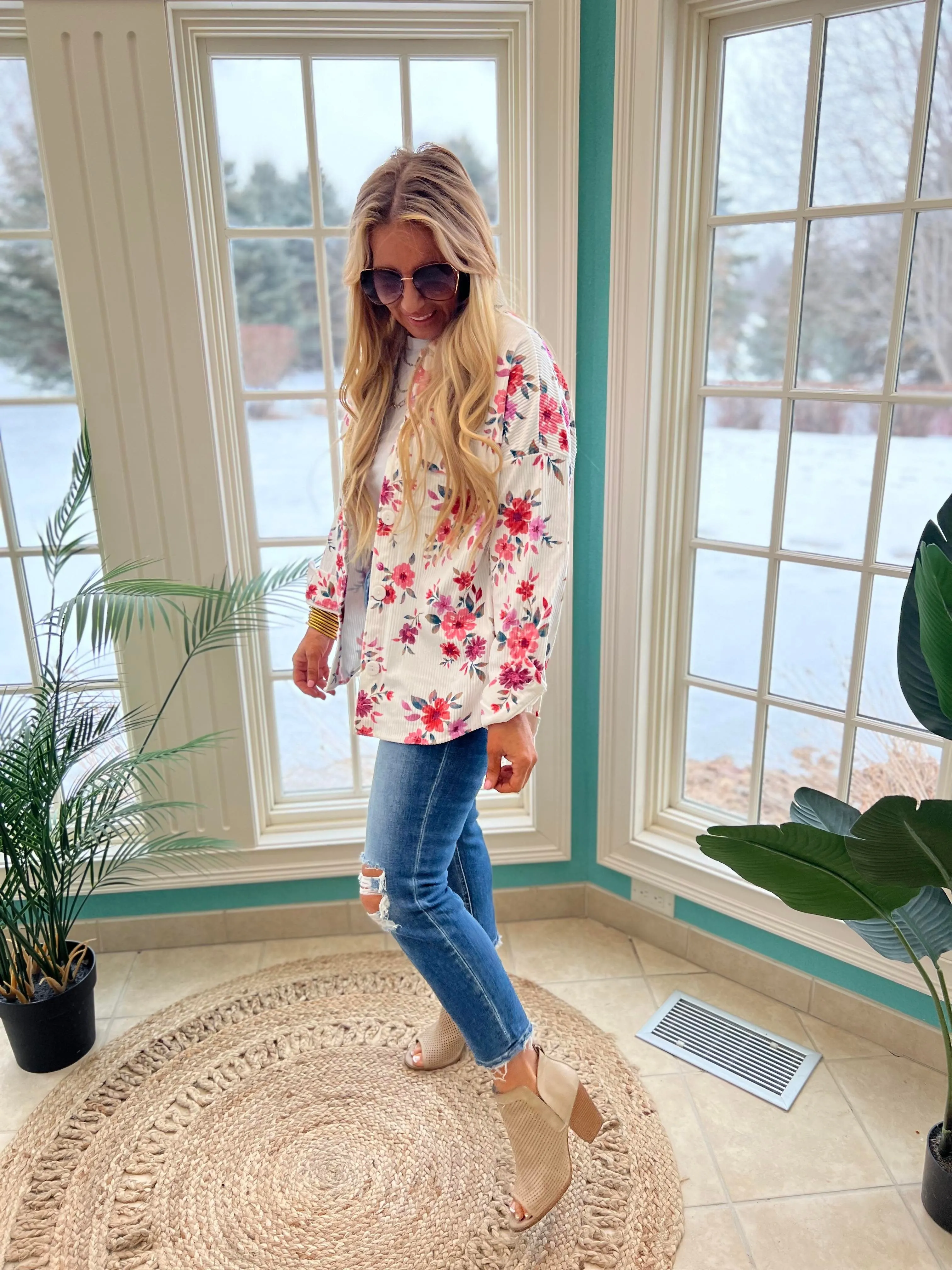 Blooming into Spring  Floral Corduroy Jacket by Andree by Unit - Final Sale
