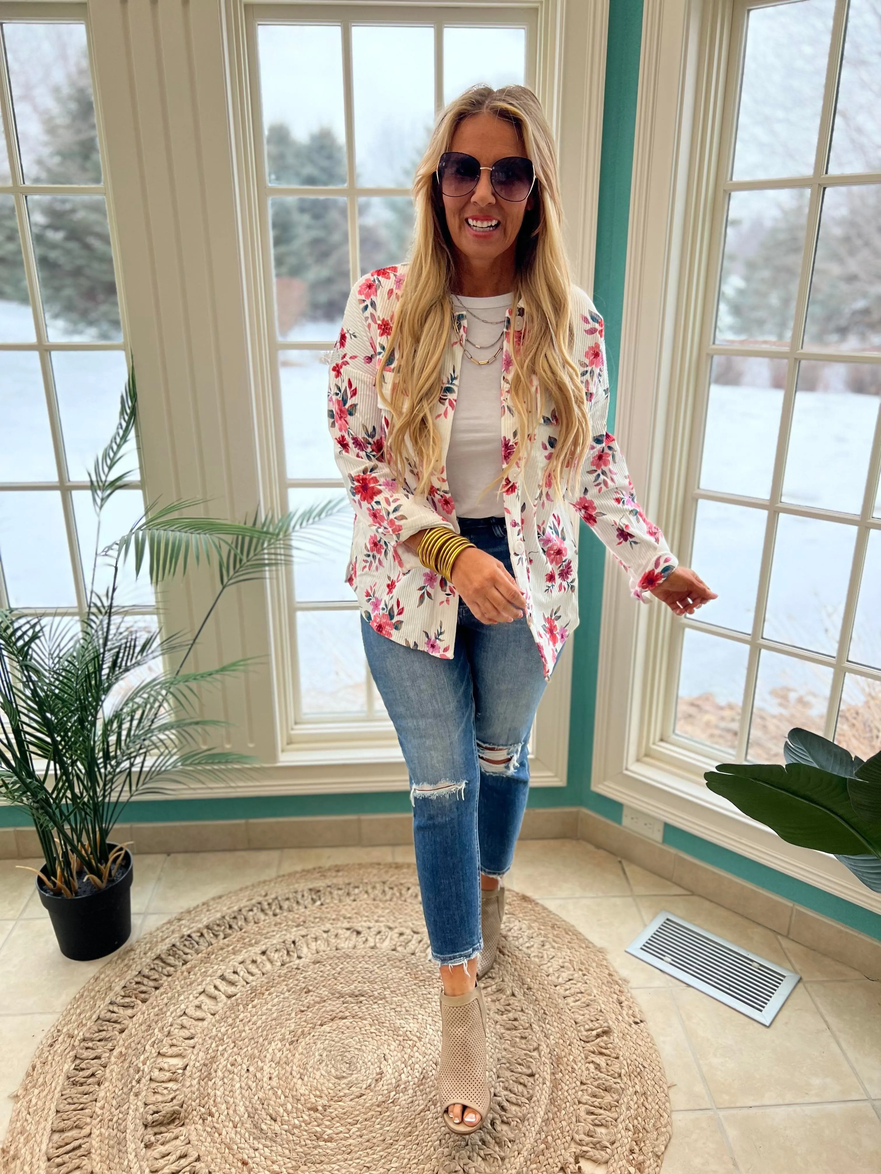 Blooming into Spring  Floral Corduroy Jacket by Andree by Unit - Final Sale