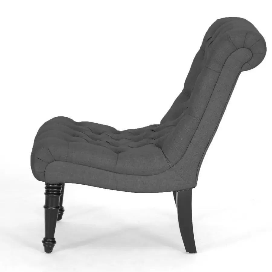 Caelie Gray Linen Modern Lounge Chair