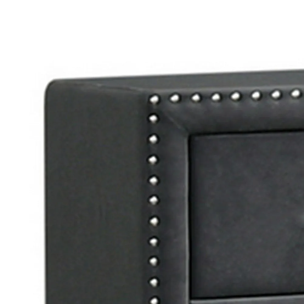Cale 26 Inch Modern Glam Wood Nightstand, Nailhead, Gray Velvet Upholstered By Casagear Home