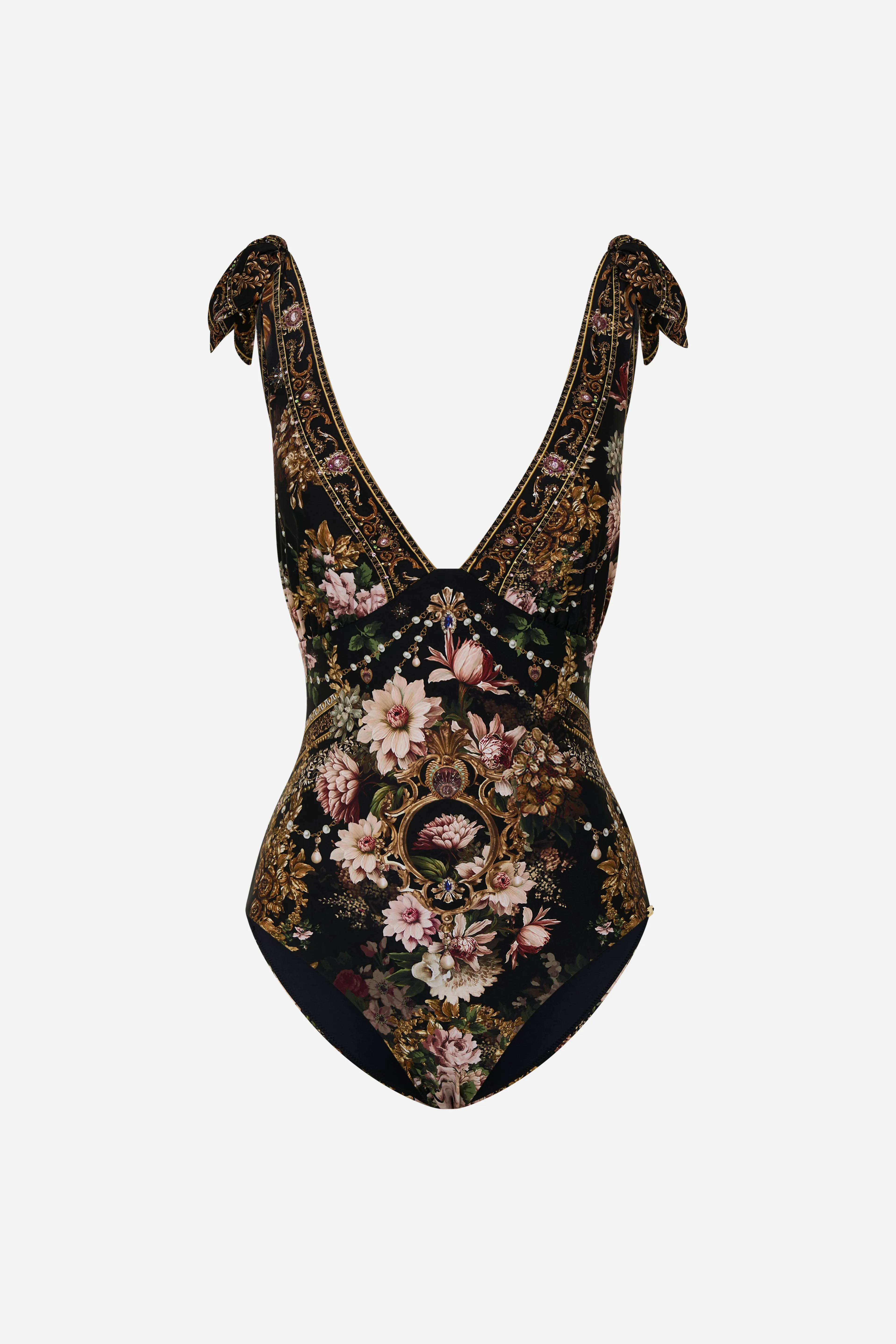 CAMILLA | DYNASTY DAZE RUCHED TRI - TIE SHOULDER ONE PIECE