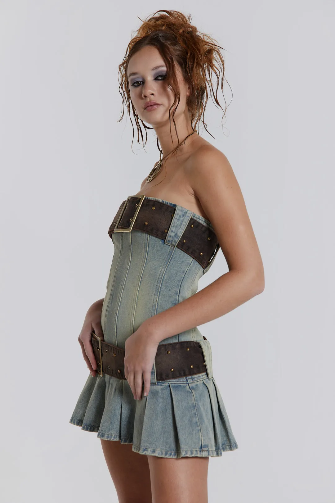 Chelsea Denim Kilt Dress
