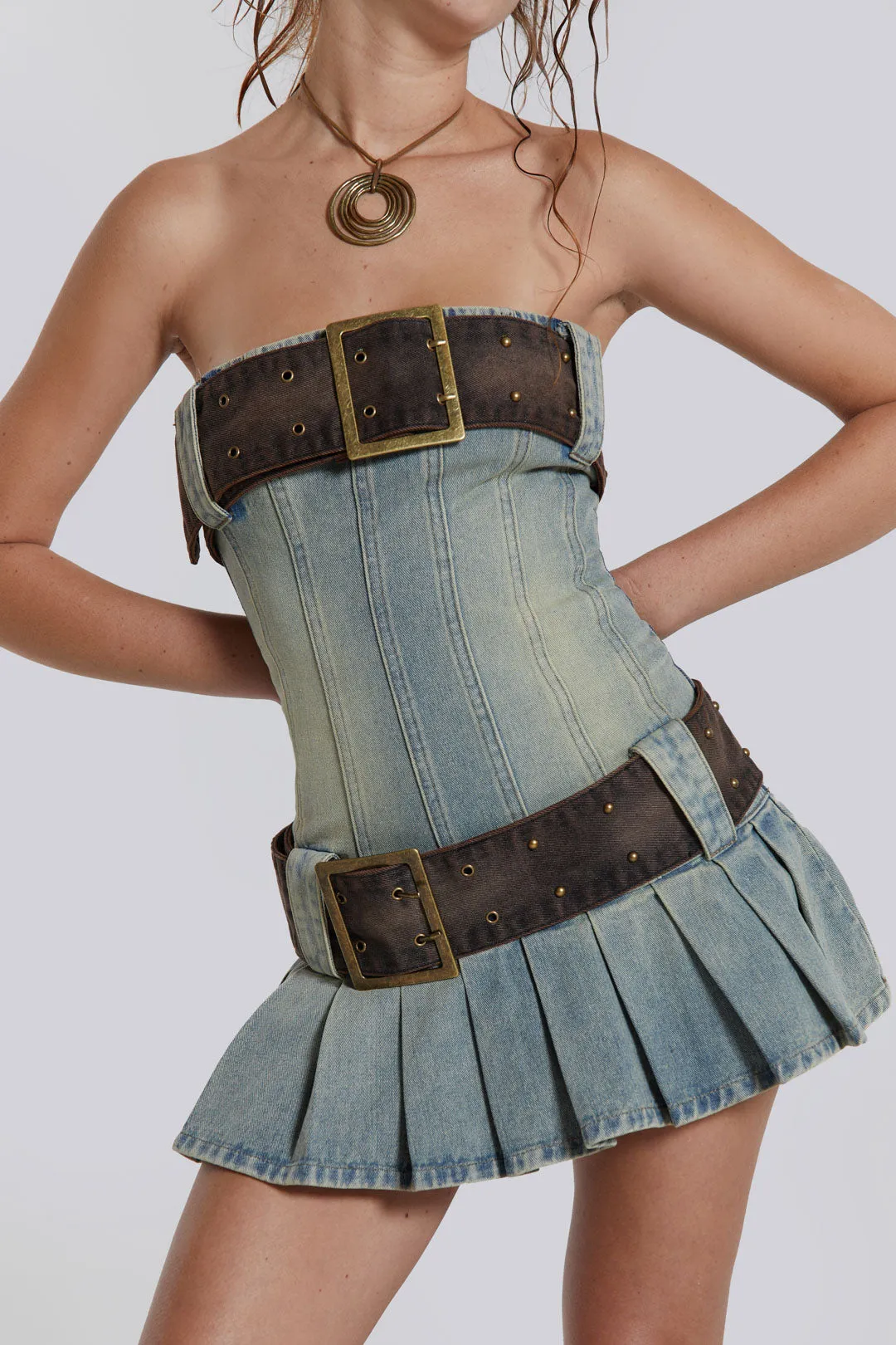 Chelsea Denim Kilt Dress
