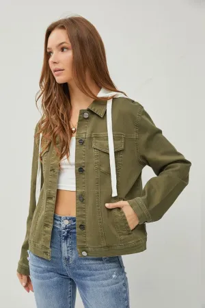 COLORED DENIM JACKET W/ REMOVABLE HOODIE