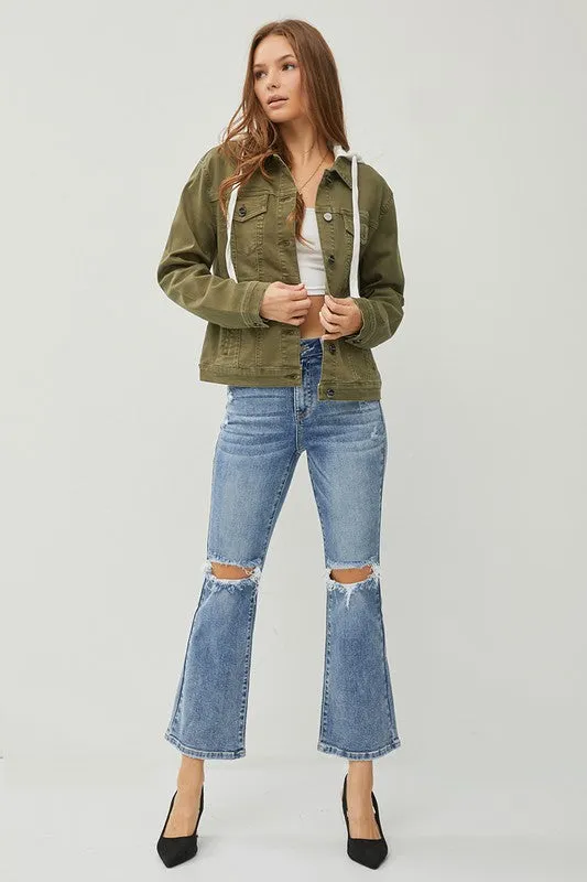 COLORED DENIM JACKET W/ REMOVABLE HOODIE
