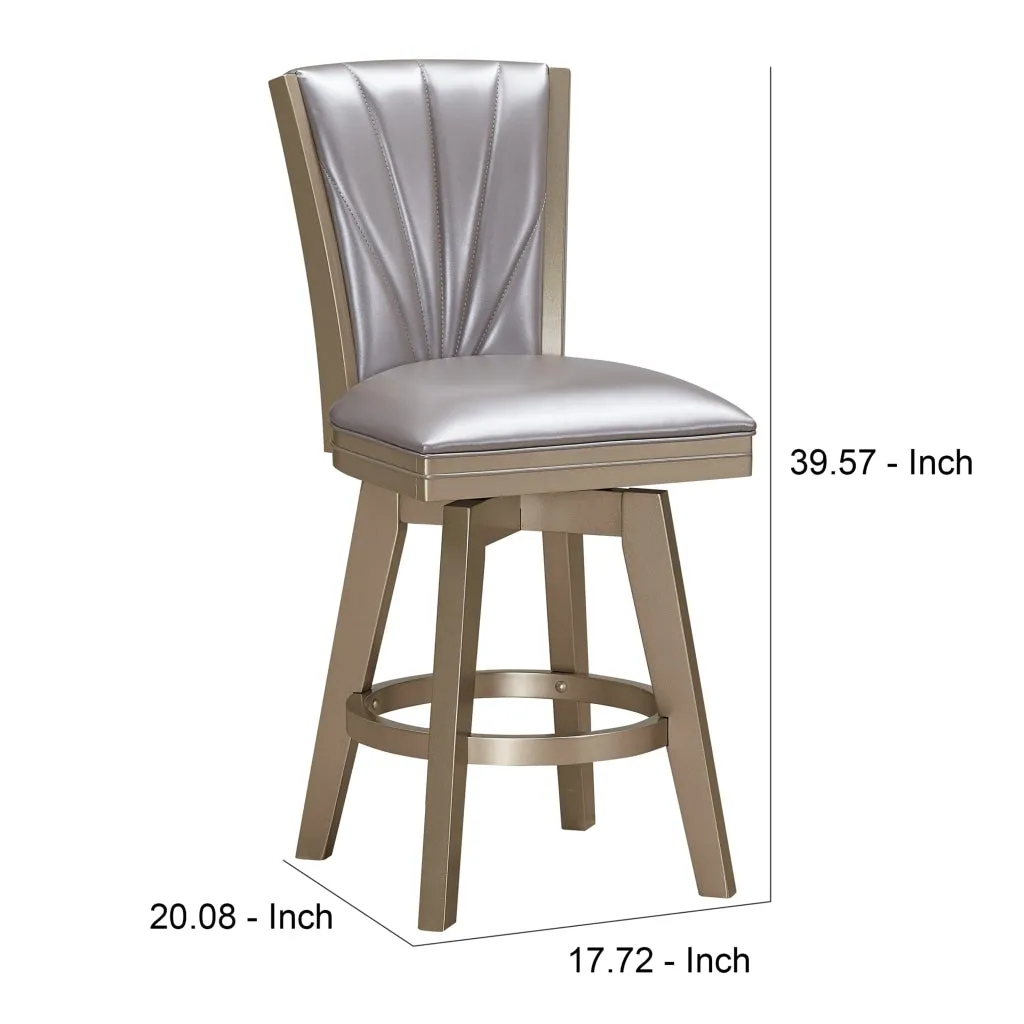 Counter Height Stool, Padded Stitched Back, Set of 2, Pearl Gray By Casagear Home