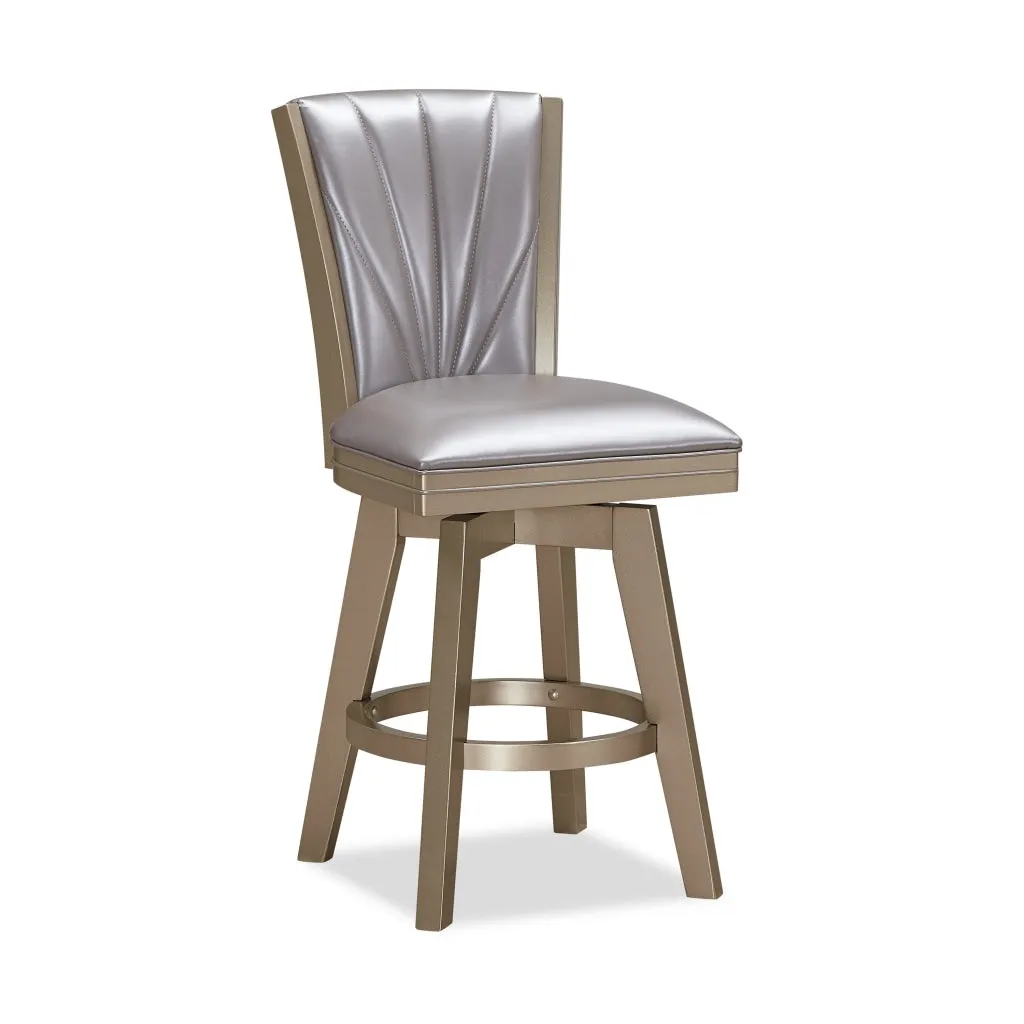 Counter Height Stool, Padded Stitched Back, Set of 2, Pearl Gray By Casagear Home