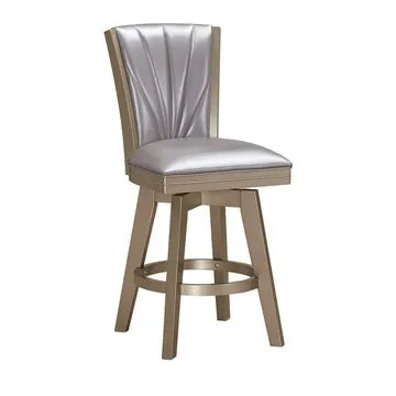 Counter Height Stool, Padded Stitched Back, Set of 2, Pearl Gray By Casagear Home