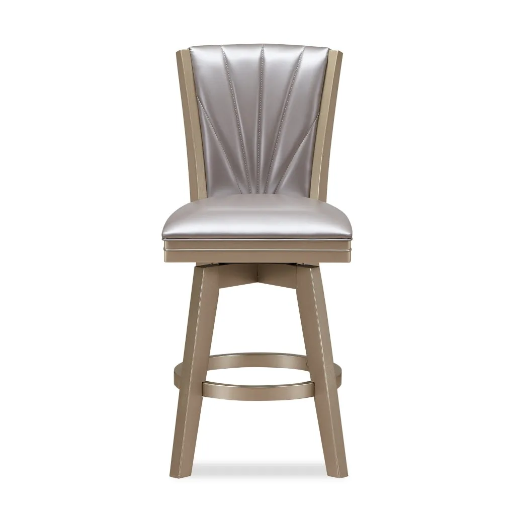 Counter Height Stool, Padded Stitched Back, Set of 2, Pearl Gray By Casagear Home