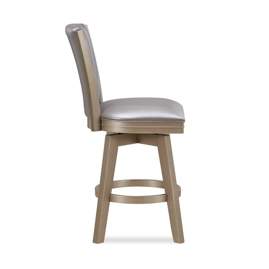 Counter Height Stool, Padded Stitched Back, Set of 2, Pearl Gray By Casagear Home
