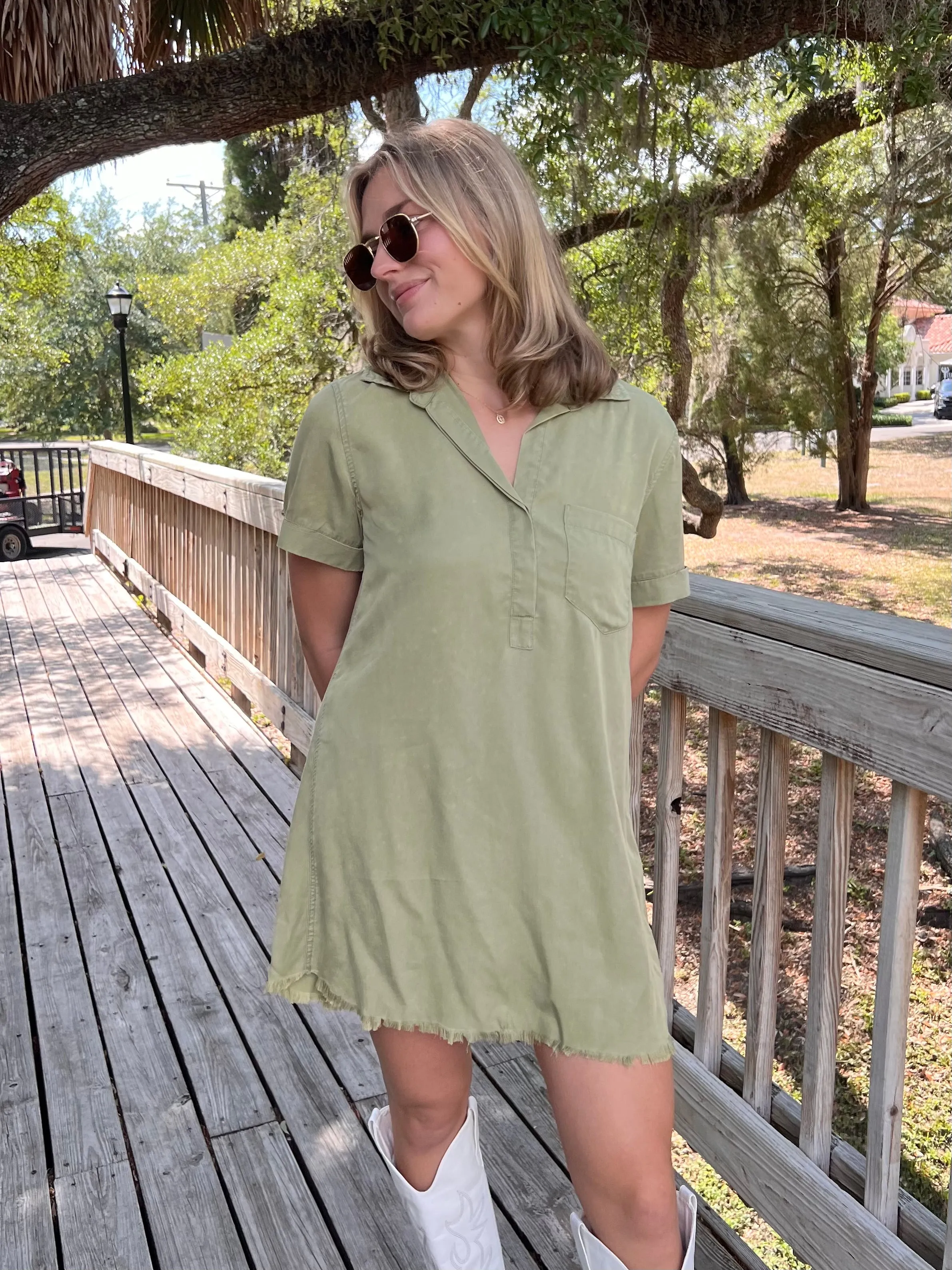DAKOTA SHIRT DRESS IN GREEN