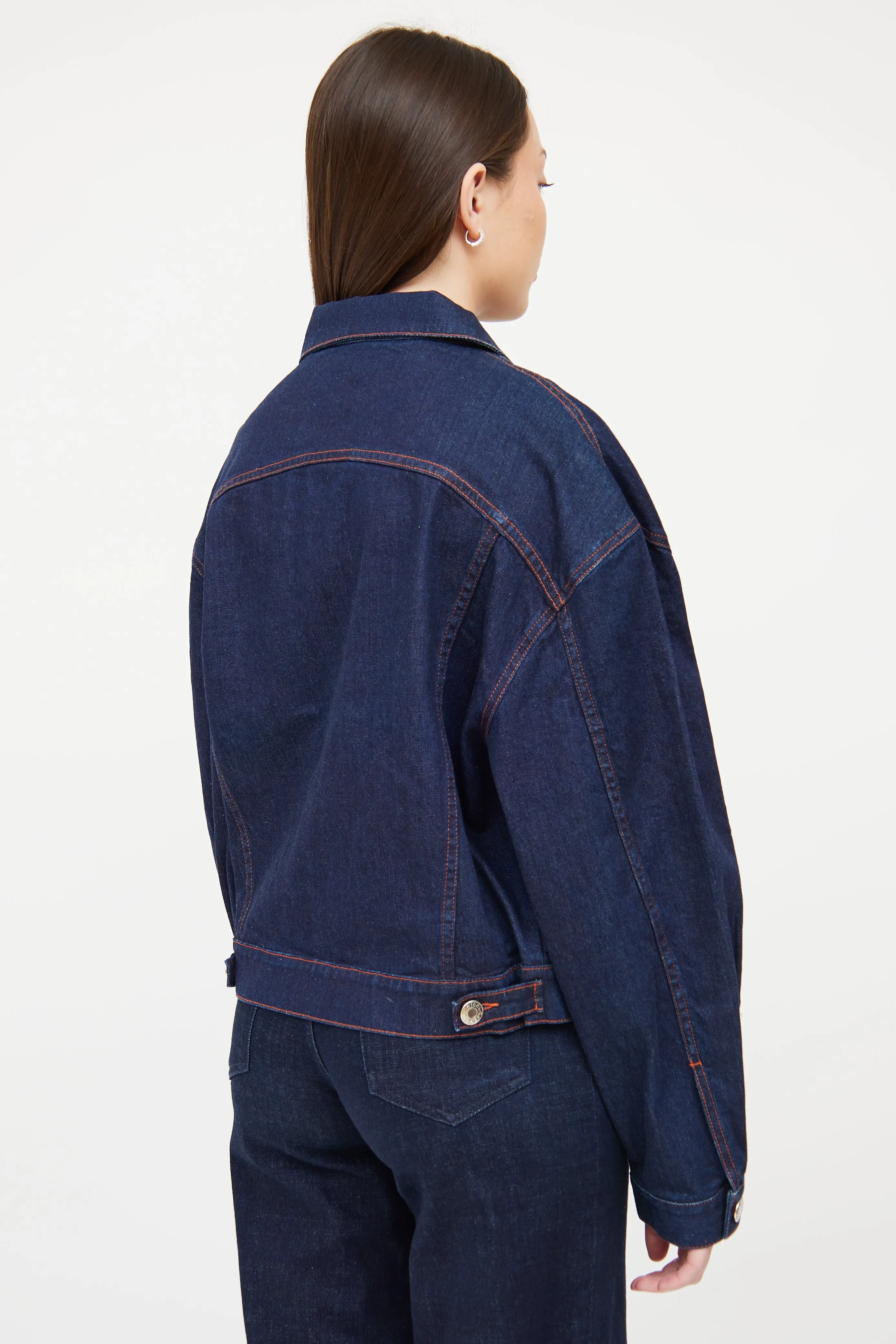 Dark Wash Denim Embroidered Jacket