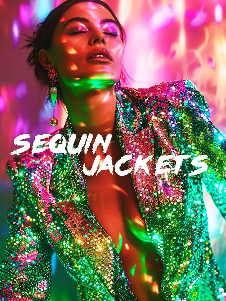 Edary Glitter Sequin Bomber Jackets Green Sparkly Long Sleeves Outfits for Women