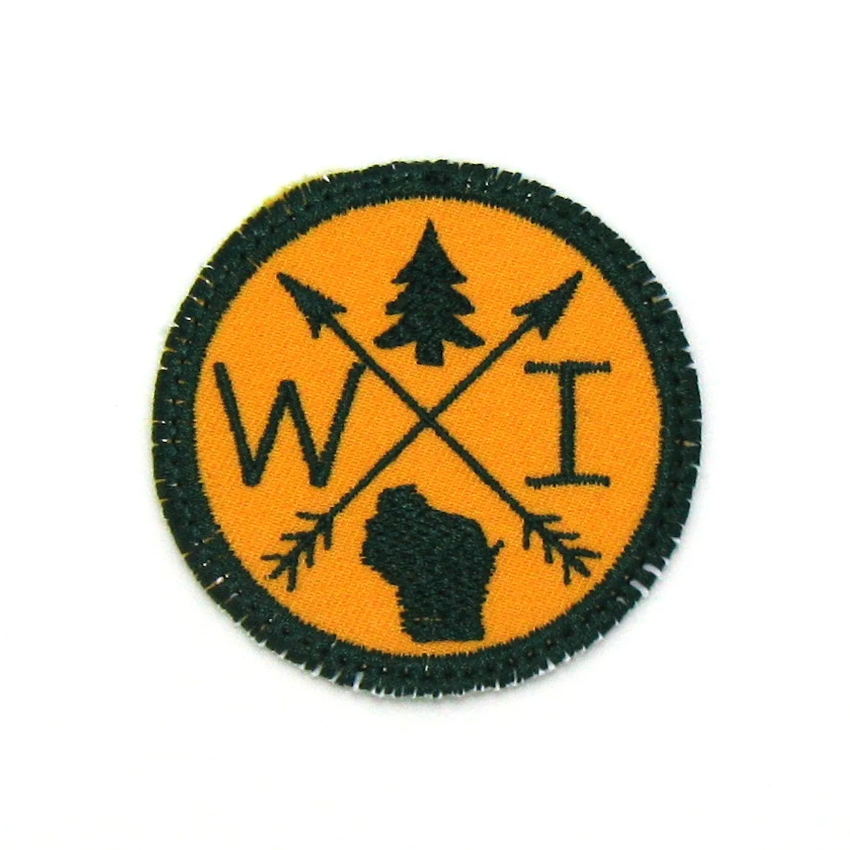 Embroidered Iron-On Custom State Patch - Forest Green & Yellow