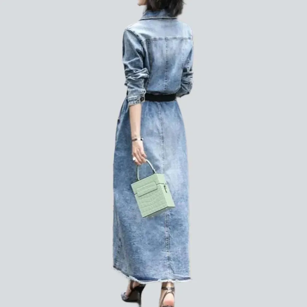 Fashion vintage long denim jacket