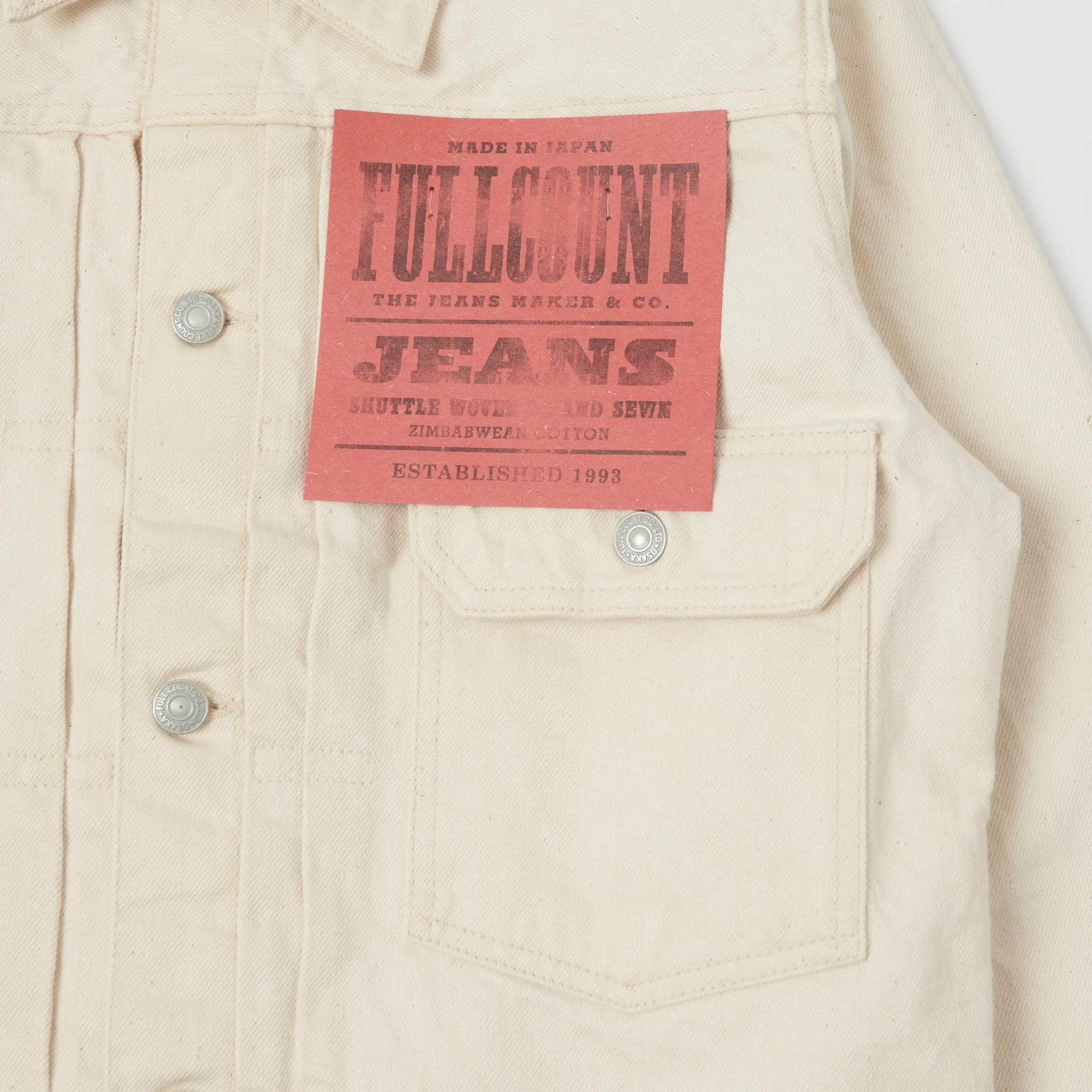 Full Count 2107EC 13.5oz Type I Denim Jacket - Ecru One Wash