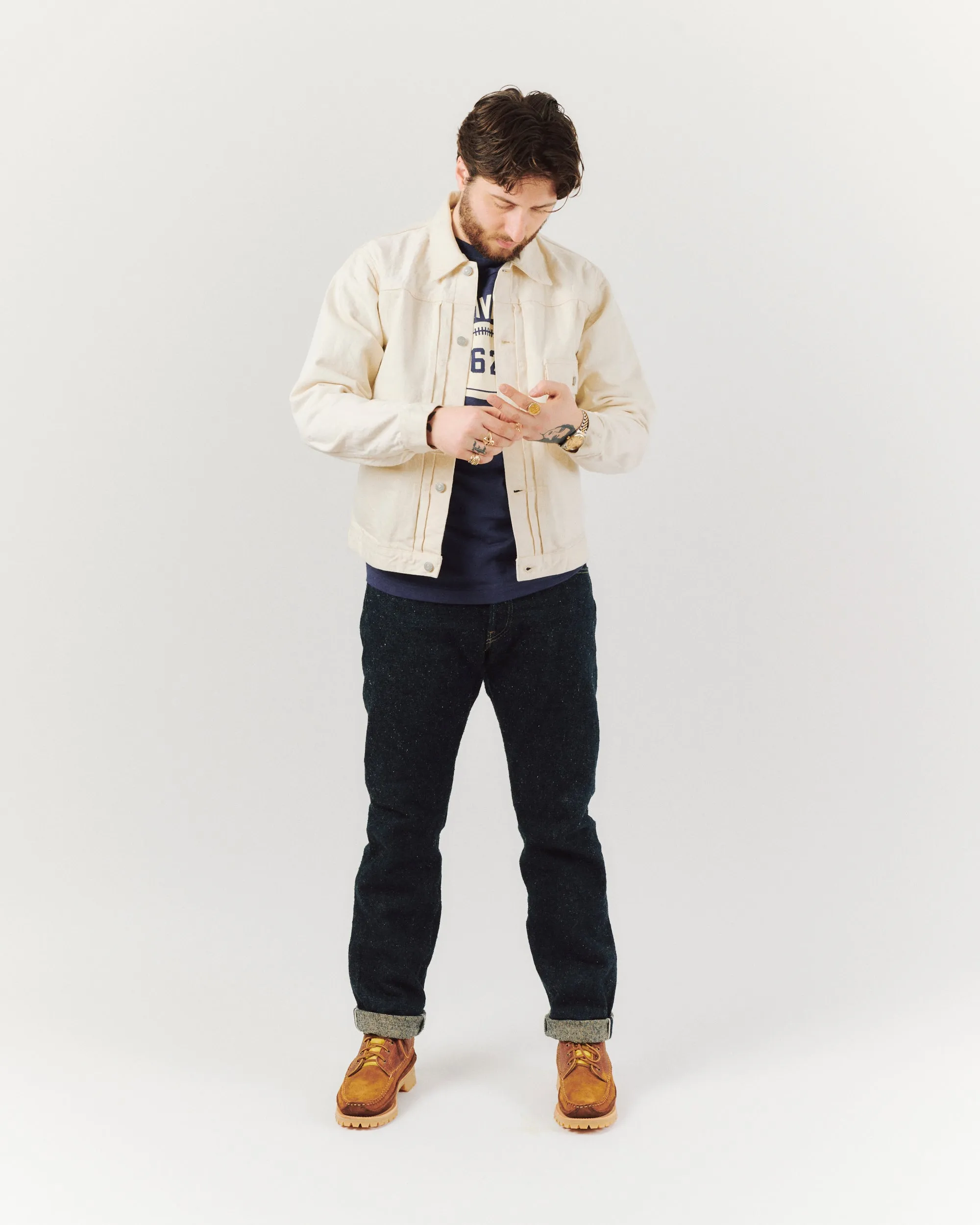 Full Count 2107EC 13.5oz Type I Denim Jacket - Ecru One Wash