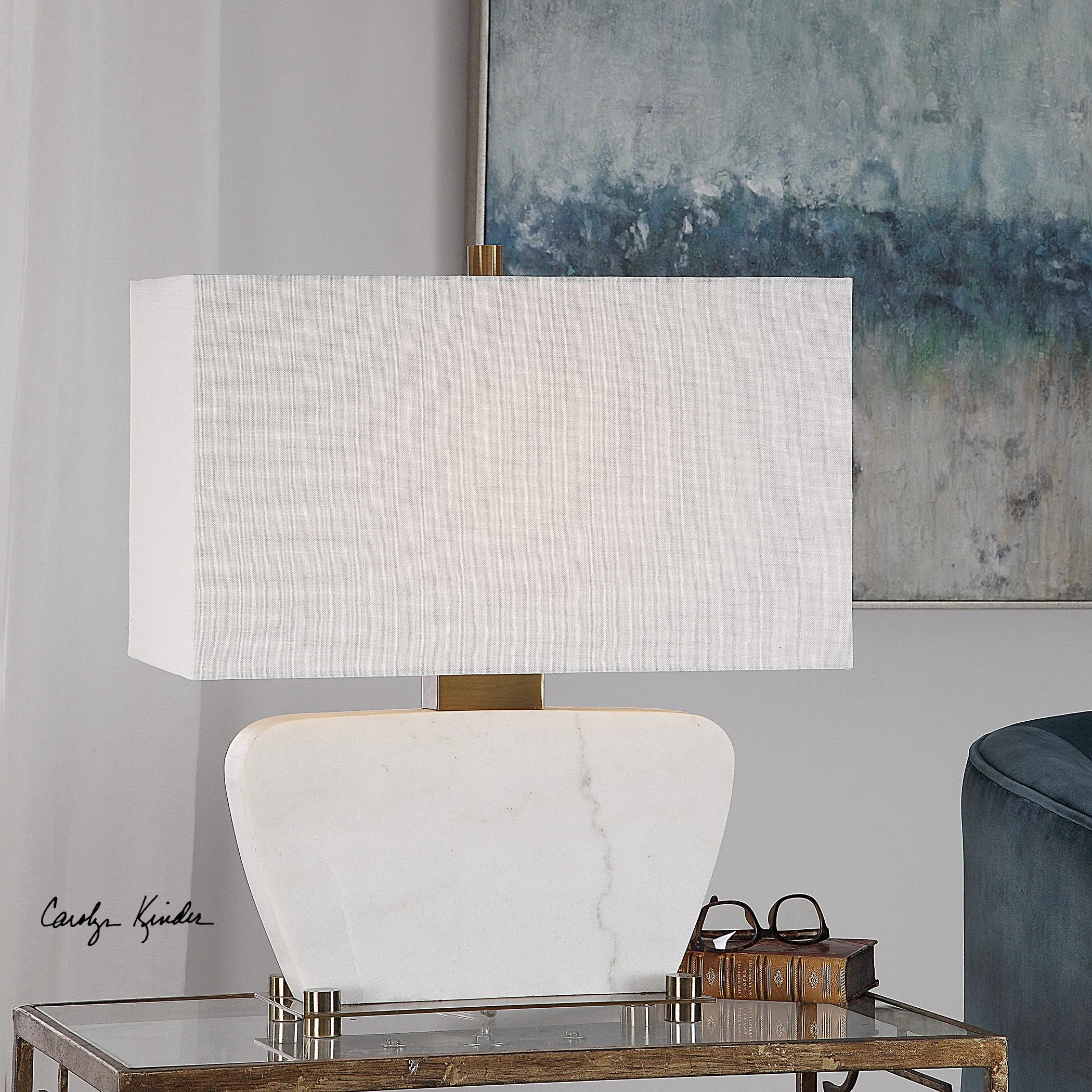 Genessy White Marble Table Lamp