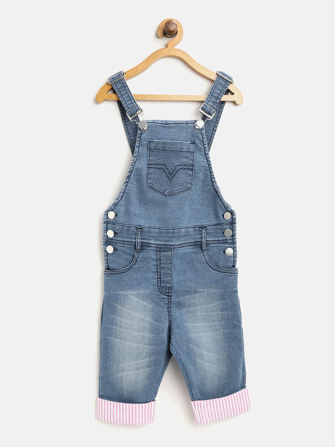 Gilr's Denim And Multi-Color Stripe Dress - StyleStone Kid
