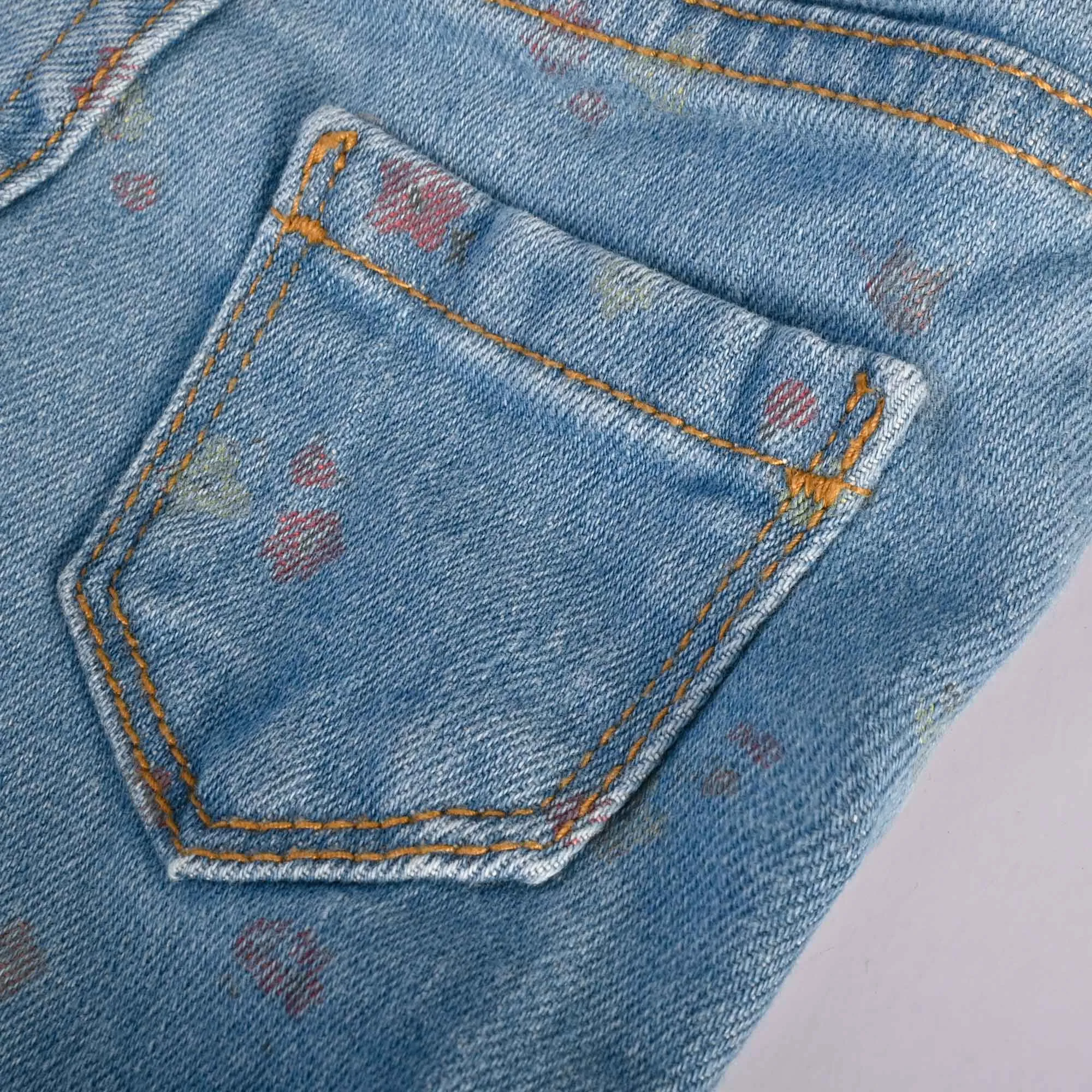 Girl's Floral Printed Denim Shorts