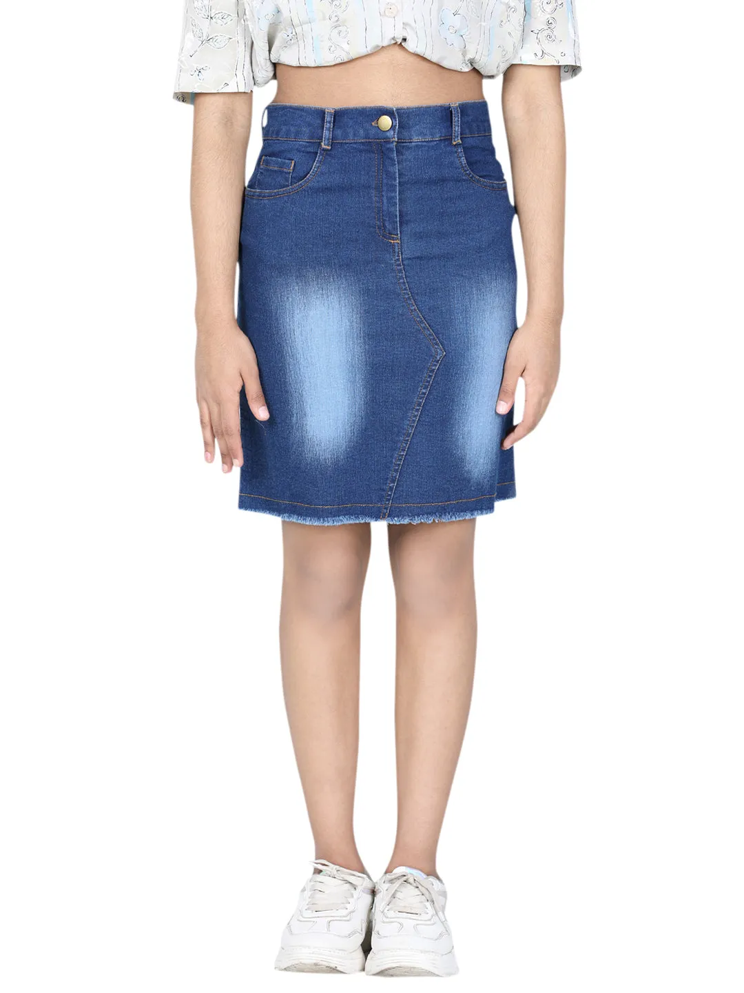 Girl's  Mini Skirt With Washed Effect - StyleStone Kid