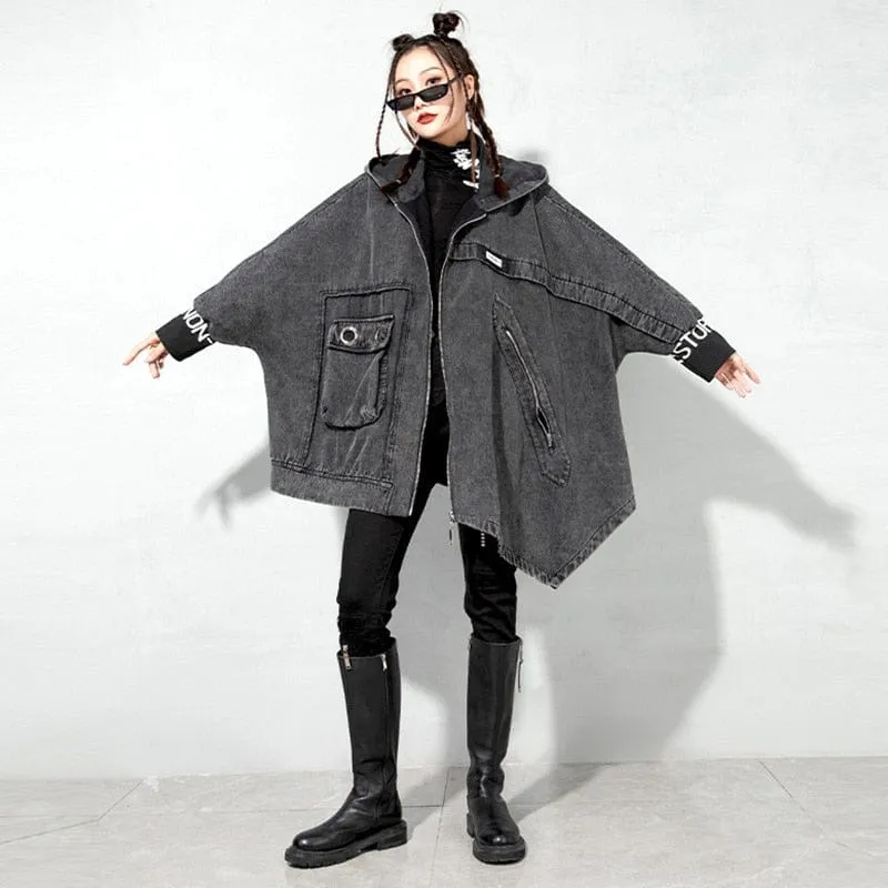 Grunge Style Oversized Black Denim Jacket | Millennials