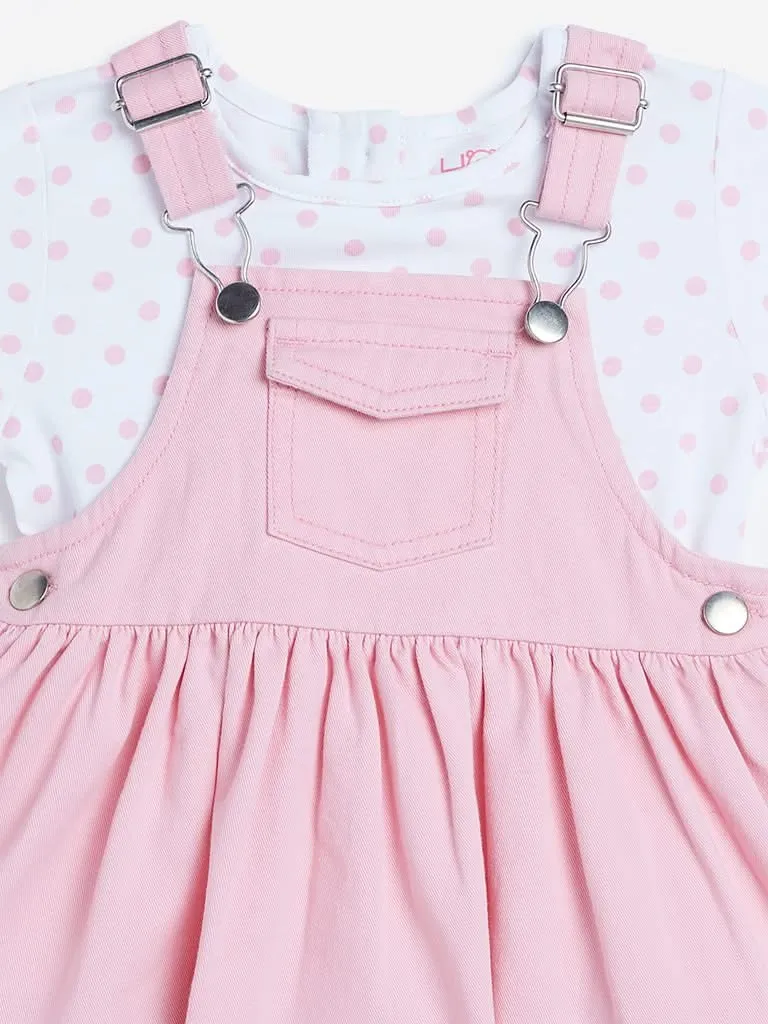 HOP Baby Light Pink Pinafore and T-Shirt Set