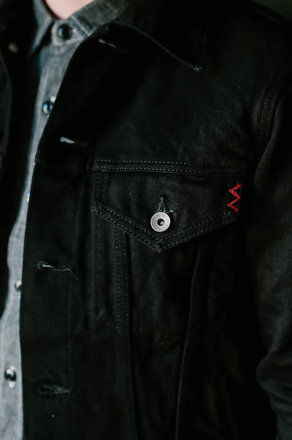 IHJ-86-BLK - 14oz Selvedge Denim Modified Type III Jacket - Black/Black