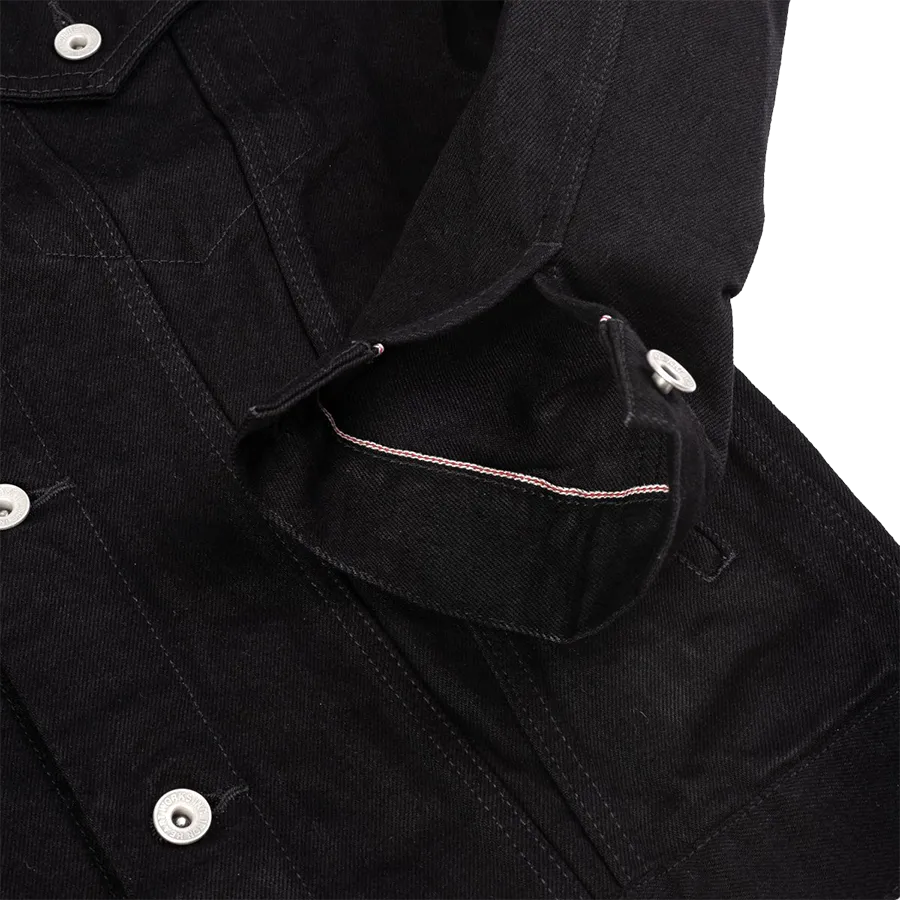 IHJ-86-BLK - 14oz Selvedge Denim Modified Type III Jacket - Black/Black
