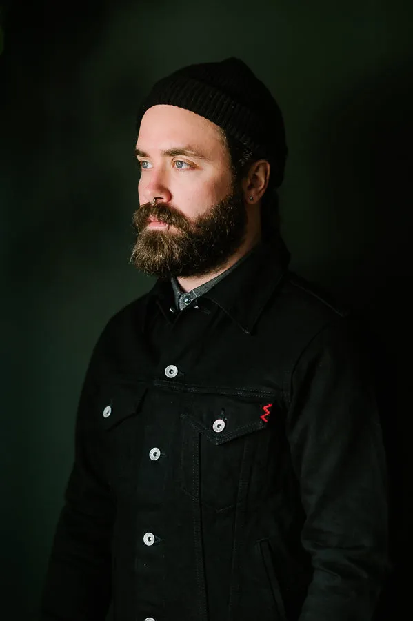 IHJ-86-BLK - 14oz Selvedge Denim Modified Type III Jacket - Black/Black