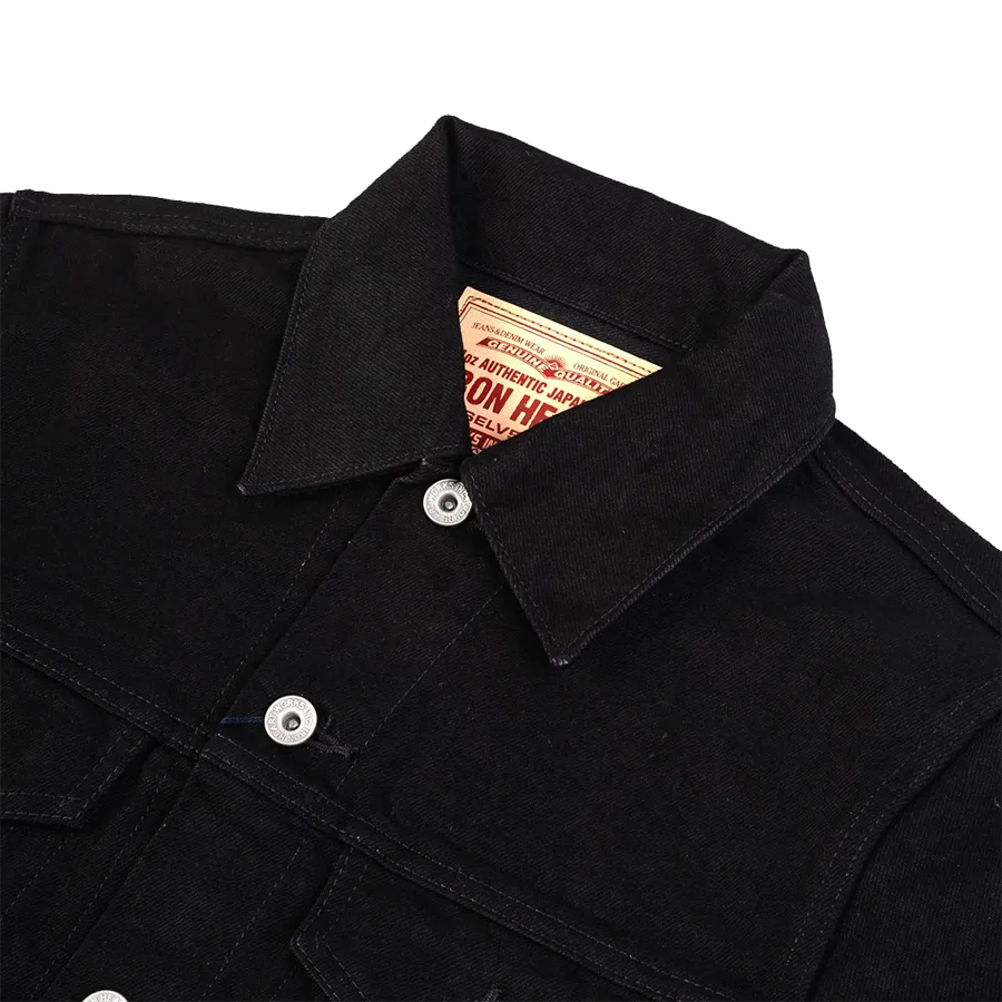 IHJ-86-BLK - 14oz Selvedge Denim Modified Type III Jacket - Black/Black