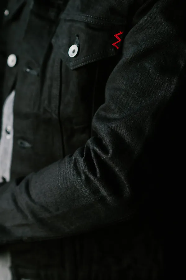 IHJ-86-BLK - 14oz Selvedge Denim Modified Type III Jacket - Black/Black