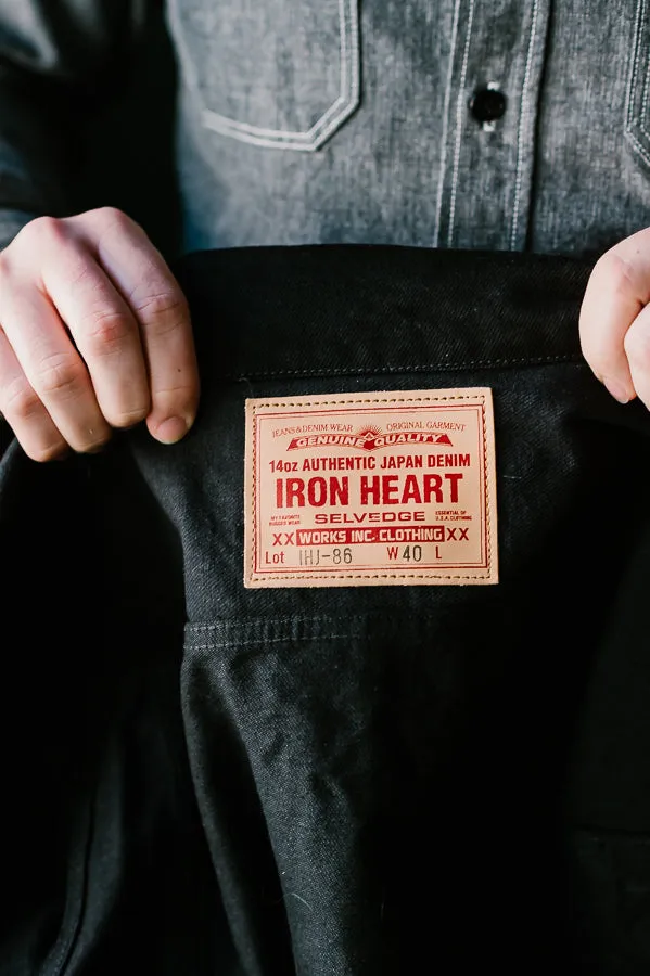 IHJ-86-BLK - 14oz Selvedge Denim Modified Type III Jacket - Black/Black