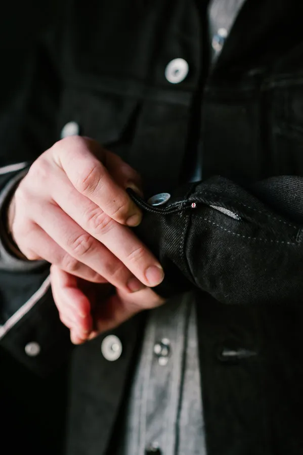 IHJ-86-BLK - 14oz Selvedge Denim Modified Type III Jacket - Black/Black