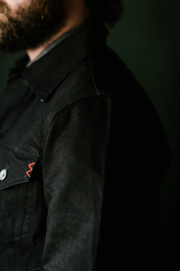 IHJ-86-BLK - 14oz Selvedge Denim Modified Type III Jacket - Black/Black