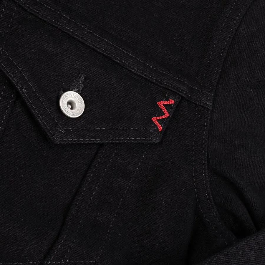 IHJ-86-BLK - 14oz Selvedge Denim Modified Type III Jacket - Black/Black
