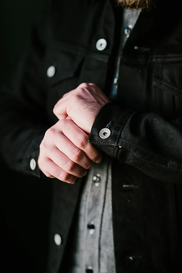IHJ-86-BLK - 14oz Selvedge Denim Modified Type III Jacket - Black/Black