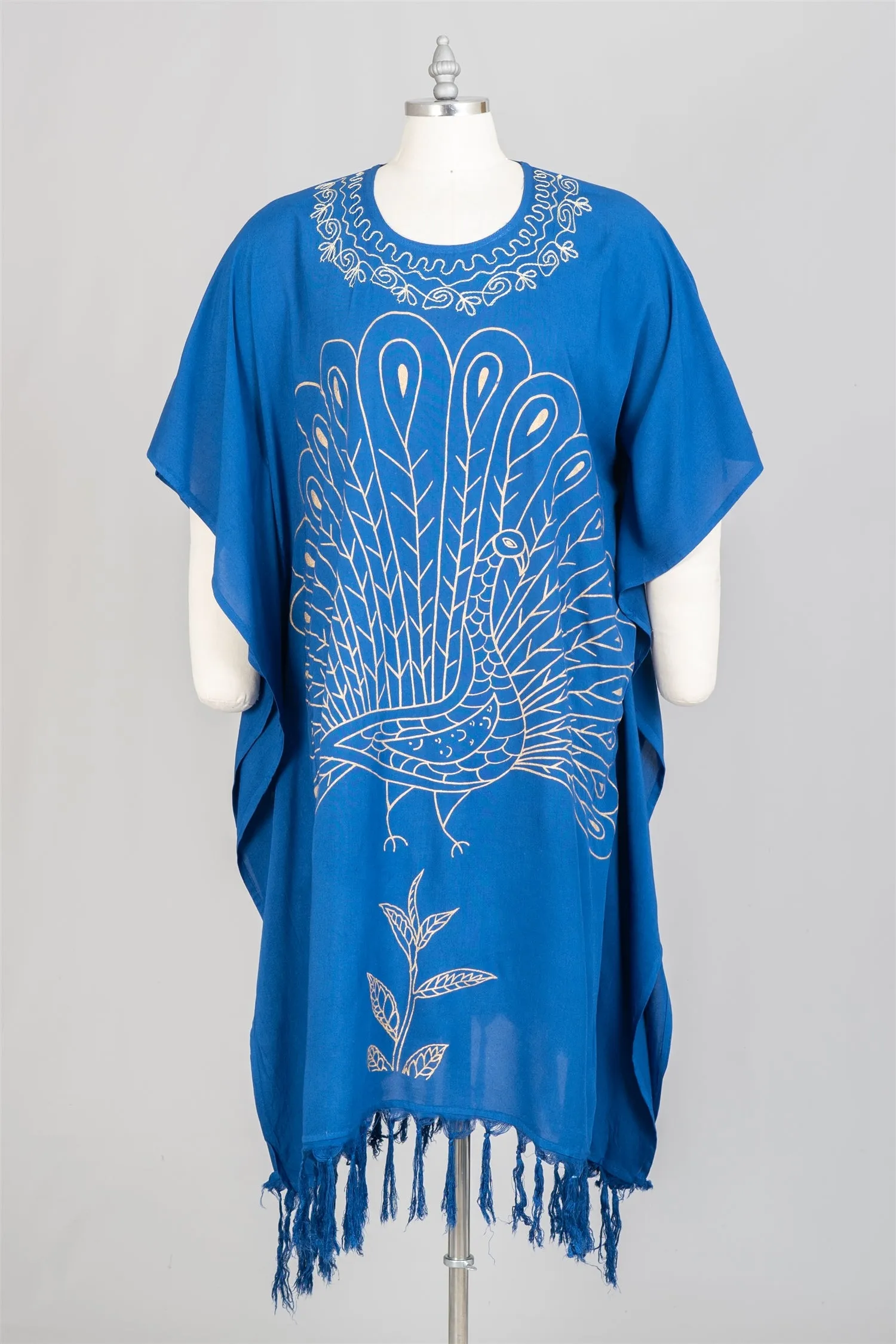 India Blue 9206006 Print Fringe Kaftan