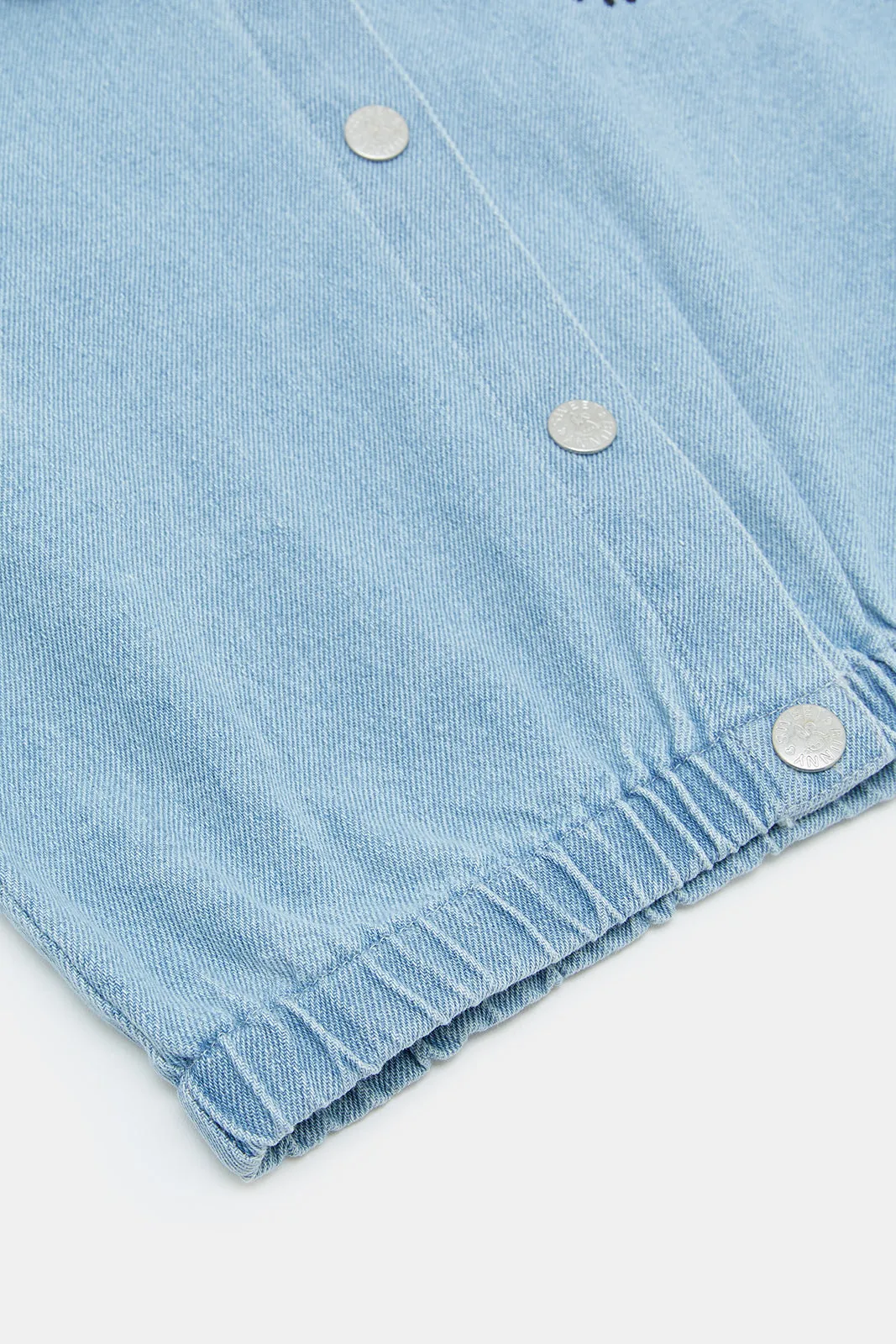 Infant Girls Blue Printed Denim Jacket