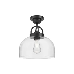 Lancaster 12-in Matte Black 1 Light Semi Flush Mount