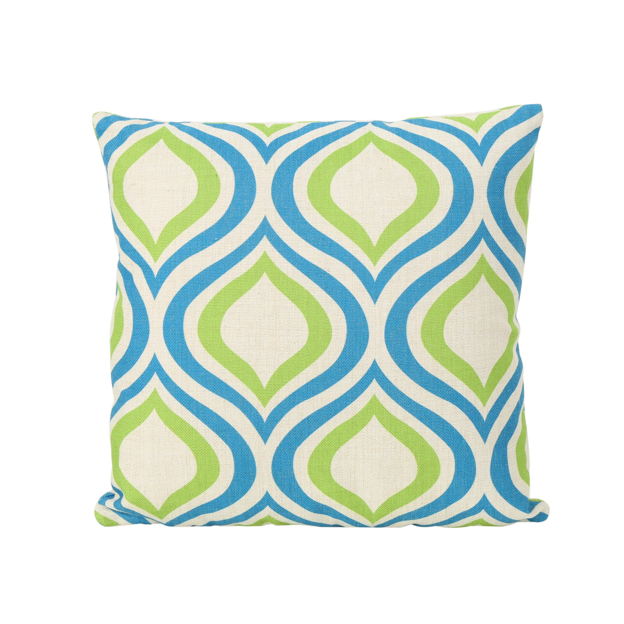 Larissa Outdoor 18-inch Water Resistant Square Pillows, Blue and Green