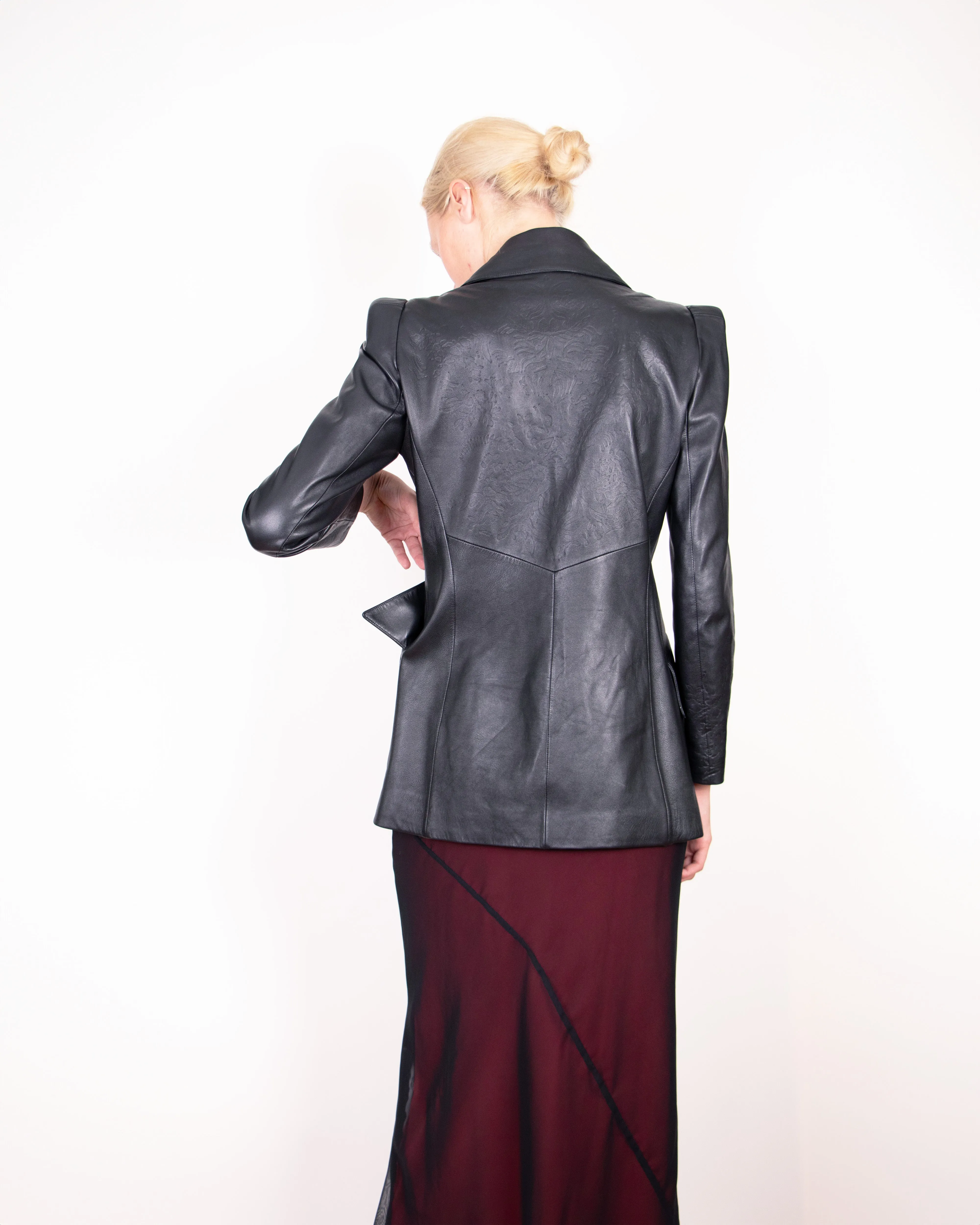 Late 1990s Christian Lacroix Black Leather Jacket S