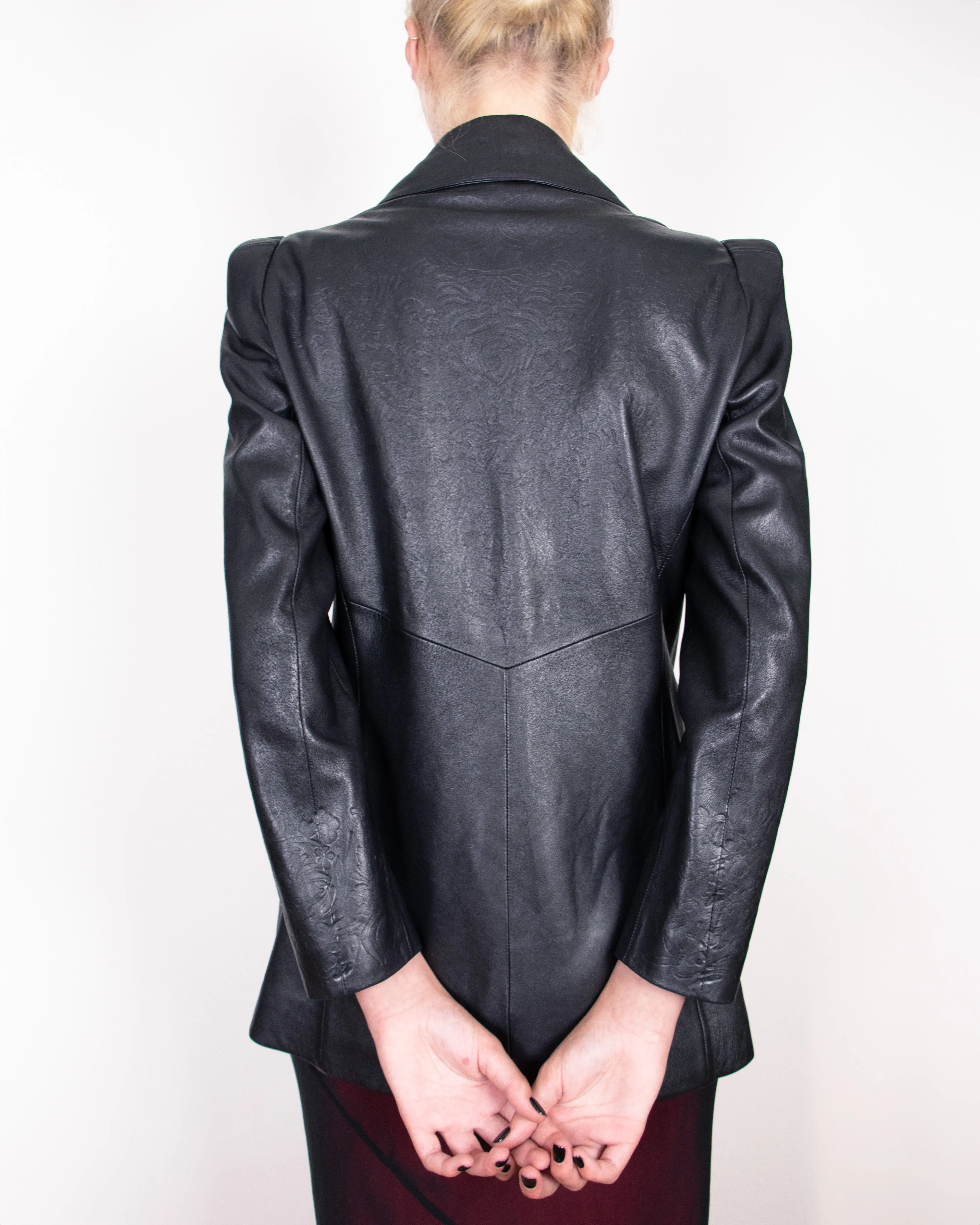 Late 1990s Christian Lacroix Black Leather Jacket S