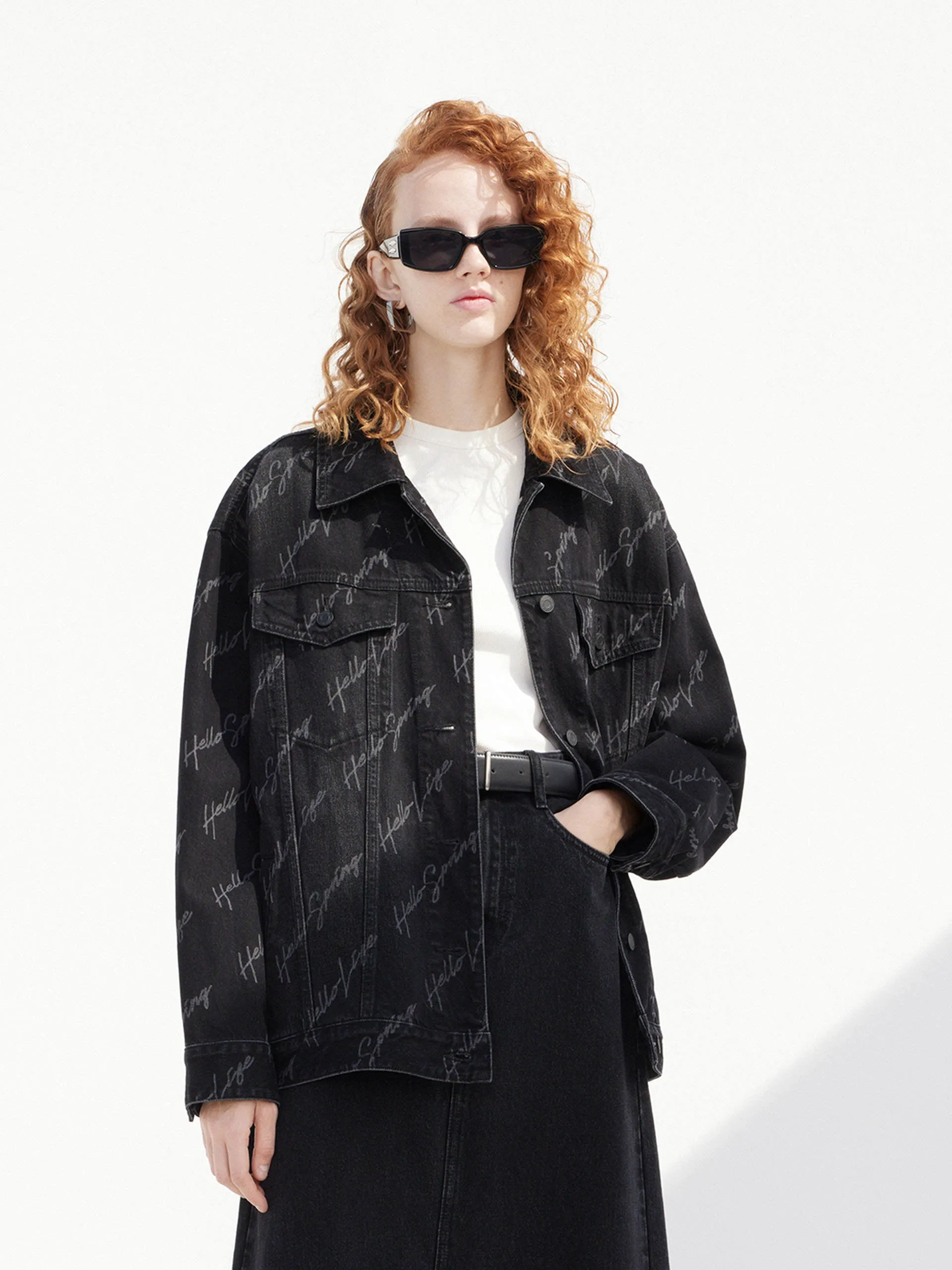 Letter Print Denim Jacket