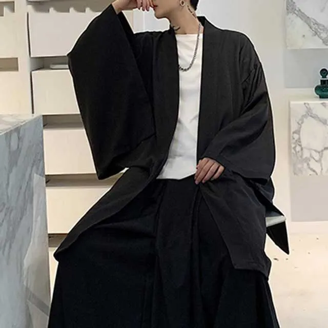 Long Black Kimono Cardigan